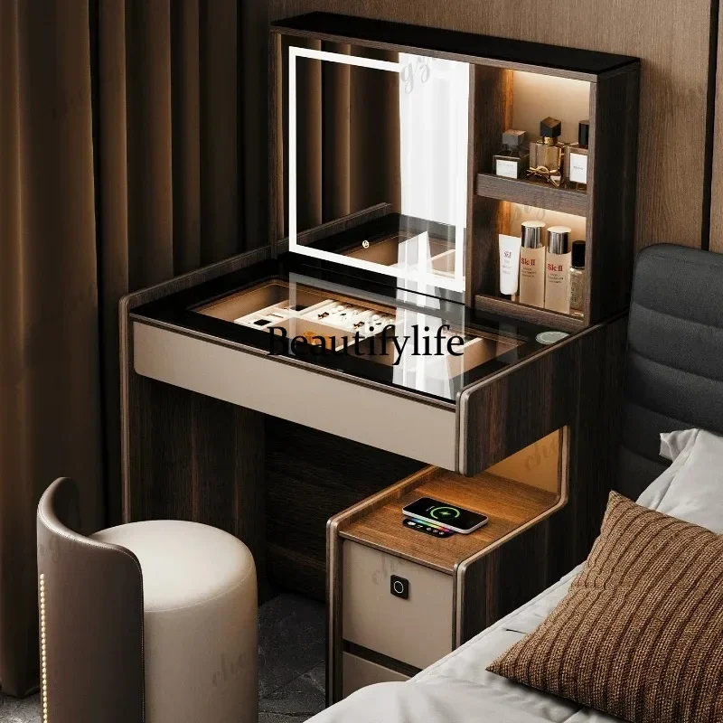 E136 Nordic Sturdy Vanity Desk Organizers Nightstand Wooden Luxury Dressing Table Bedroom Makeup Compact Schminktisch Home
