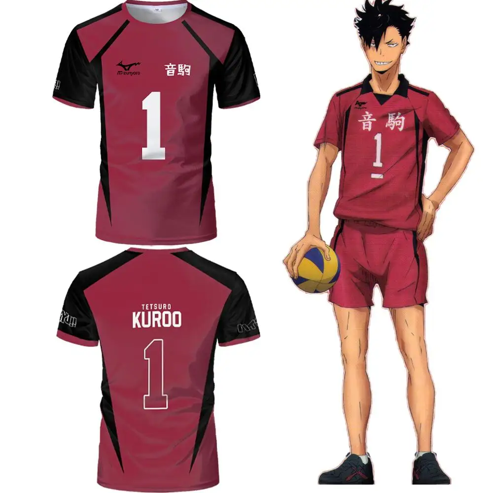 

Japanese Anime Volleyball Team Cat Cute Jersey Kosaka Tetsuro Kuroo Cosplay Costume High School Male Sports Breathable T-shirt
