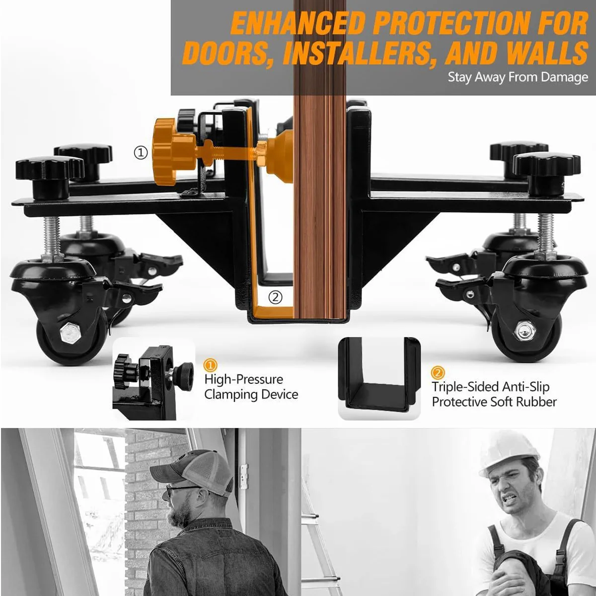 Door Dolly, Adjustable Door Installation Kit, Door Lifter Tool with Rotating Wheels Hands‑Free for Residential Door