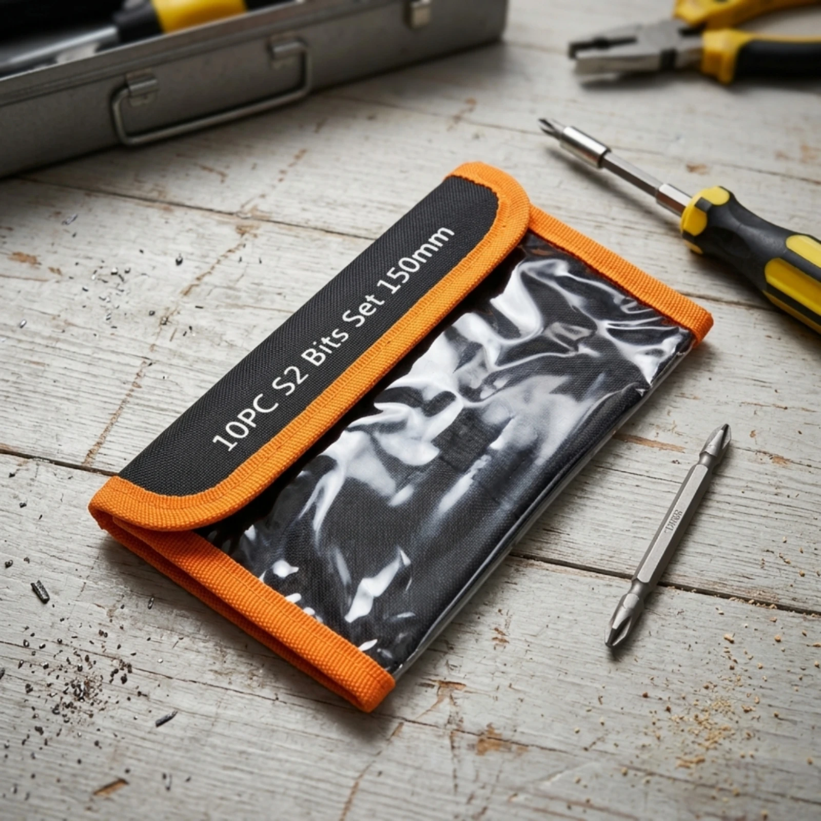 Bit Storage Pouch Transparent Pouch with Clear Window Storage Bag Portable Small Tool Bag Rectangular for Handymen, Workshop