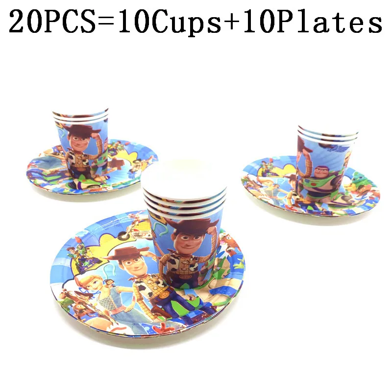 20Pcs/40Pcs Disney Toy Story Theme Baby Shower Boys Birthday Decoration Wedding Event Party Supplies Cup Plate Tableware Sets