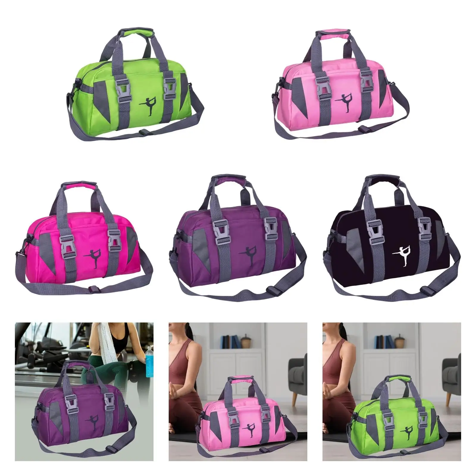 

Yoga Fitness Bag, Multipurpose Weekender Bag, Women Sports Gym Bag, Travel Duffle Bag for Fitness Exercise Outdoor Sports
