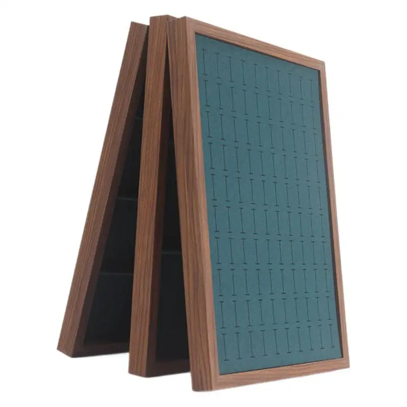 

Палетка для демонстрации ювелирных изделий из черного ореха, зеленое бархатное кольцо, кулон, дисплей, поддон для хранения браслетов, браслетов