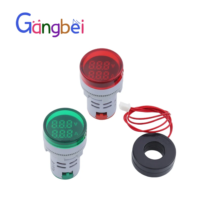 Lampu indikator tampilan ganda LED tegangan AC, ammeter 60-500V 1-100A tampilan digital AD16