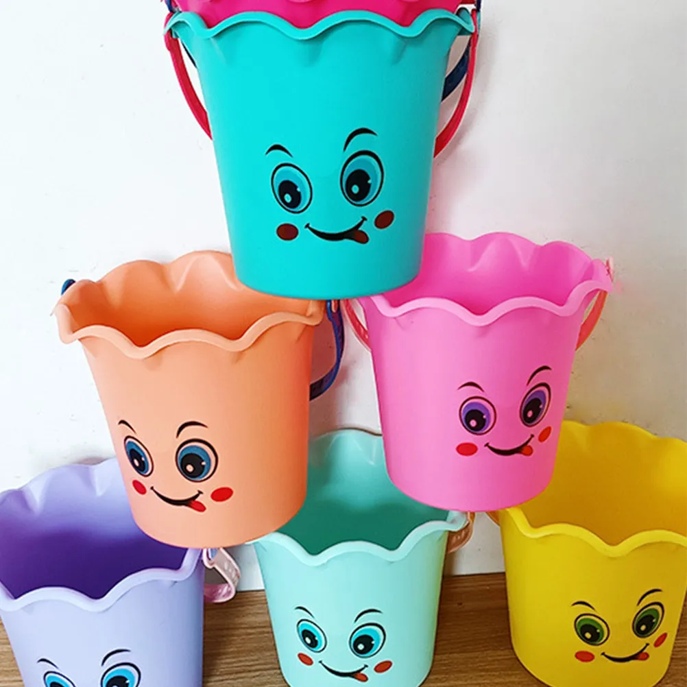 5Pcs Plastic Small Beach Buckets Lightweight Water Sand Pails Multiuse Outdoor Play Sand Digging Buckets Portable Summer Bucket