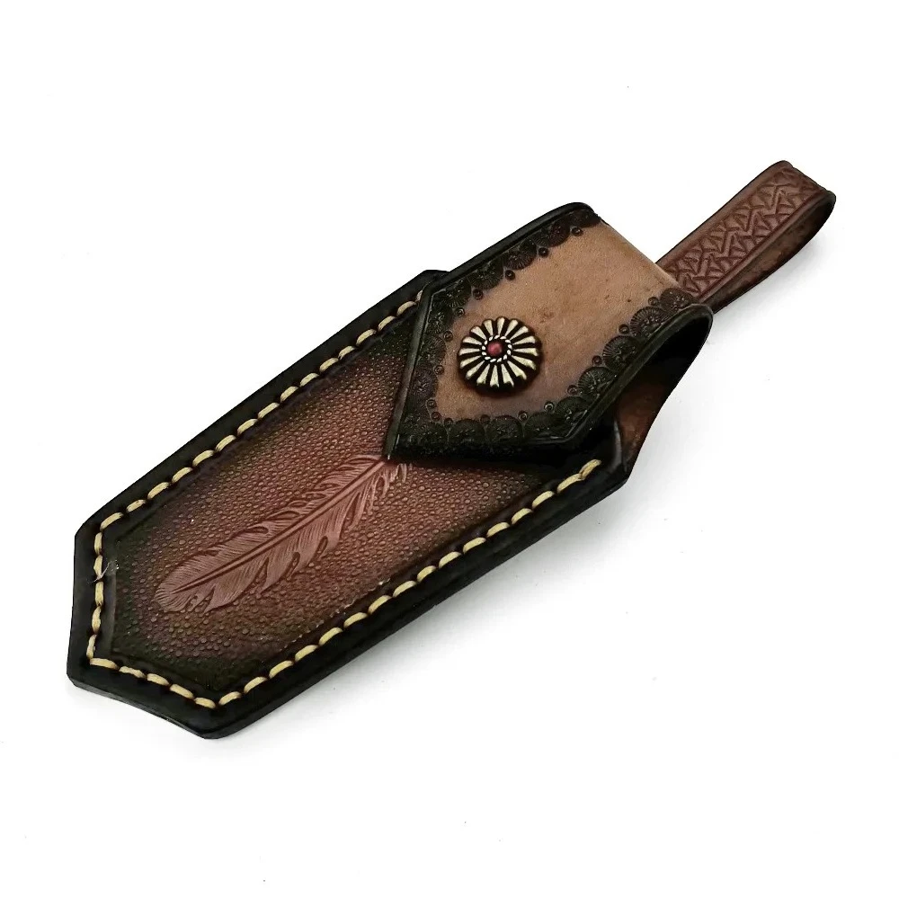 1 Piece Knife Sheath Storage Bag Retro Wing Pattern Multi Holster Folding Knife Sheath Genuine Leather Pouch Bag Holder Pants