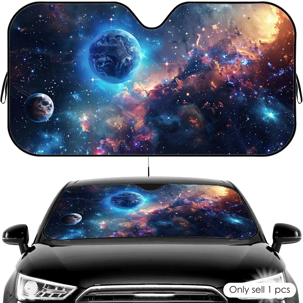 Outer Space Galaxy Sun Visor Foldable Universal Car Windshield Sun Shade UV Protection Heat Insulation Foldable Cover