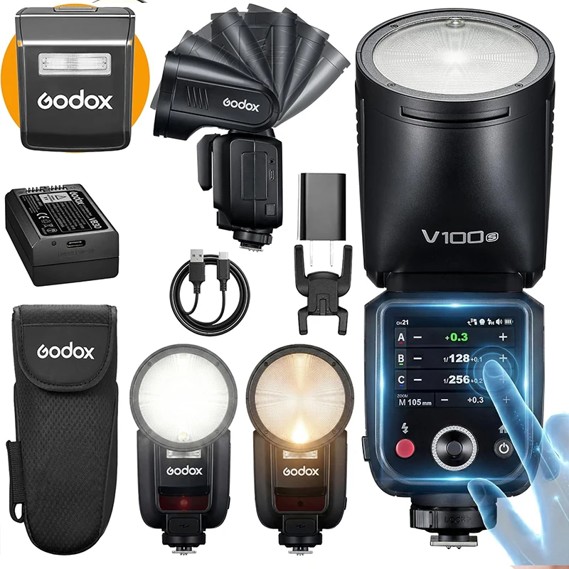 Godox V100 Professional Flash Photography Equipment Photographic Lighting 2.4G Wireless TTL Touch Screen Camera Flash Speedlite