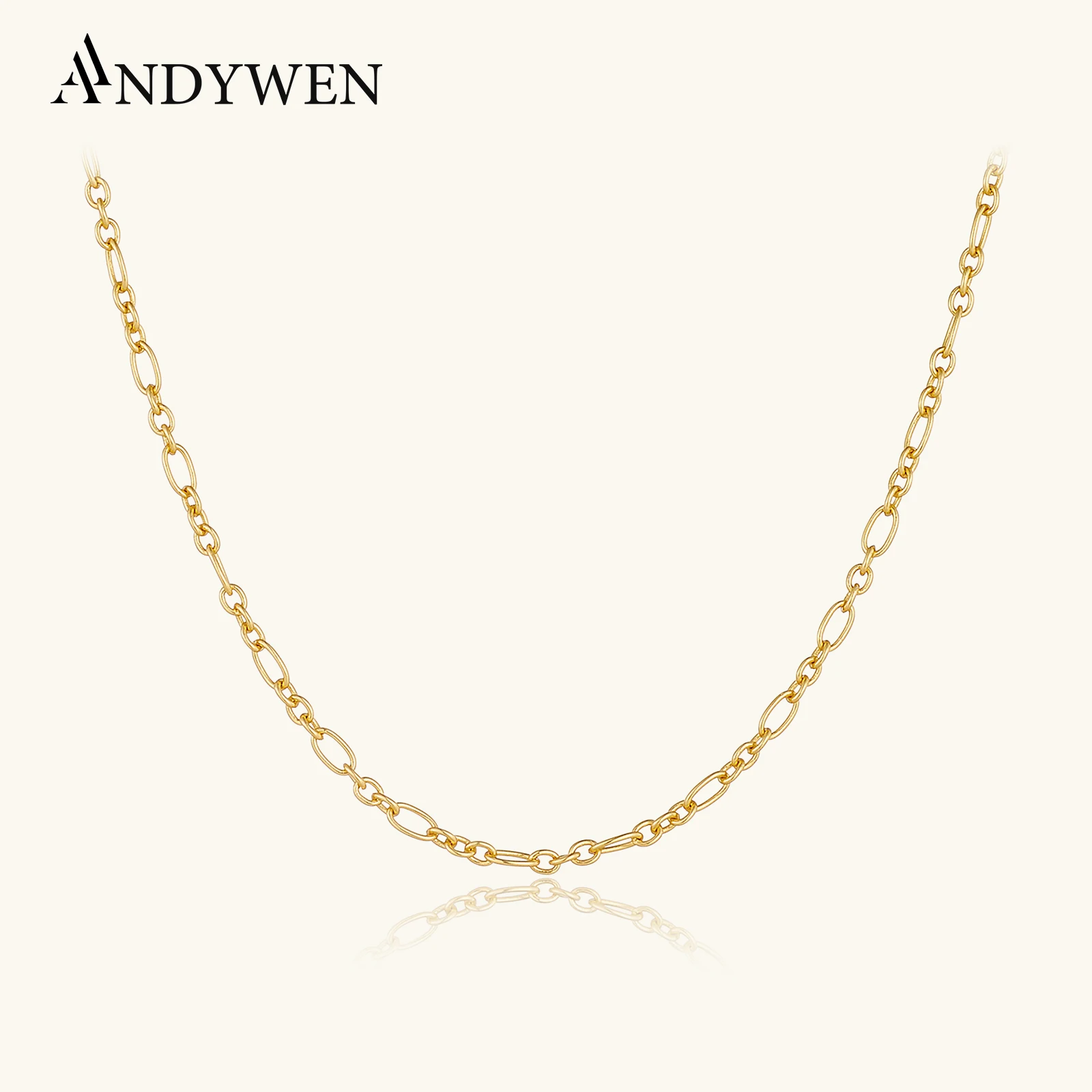 

ANDYWEN стерлингового серебра 925 пробы, ожерелье-цепочка Фигаро, колье, изысканная роскошная мода 2025 года, женская вечеринка, подарок на годовщину, ювелирные изделия