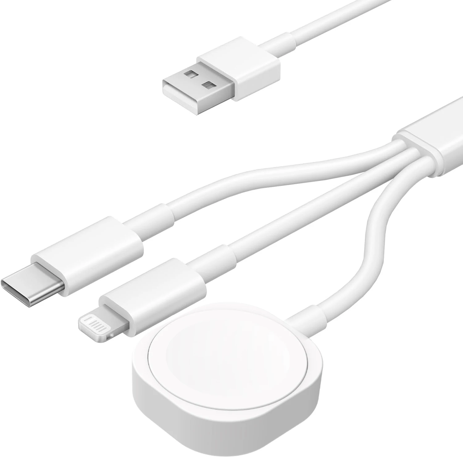 3 in1 Charging Cable for Mobile Phones with Lightning Input USB-C/A Wireless Charger for iPhone12~16 Series for1-10 SE1-2 Ultra