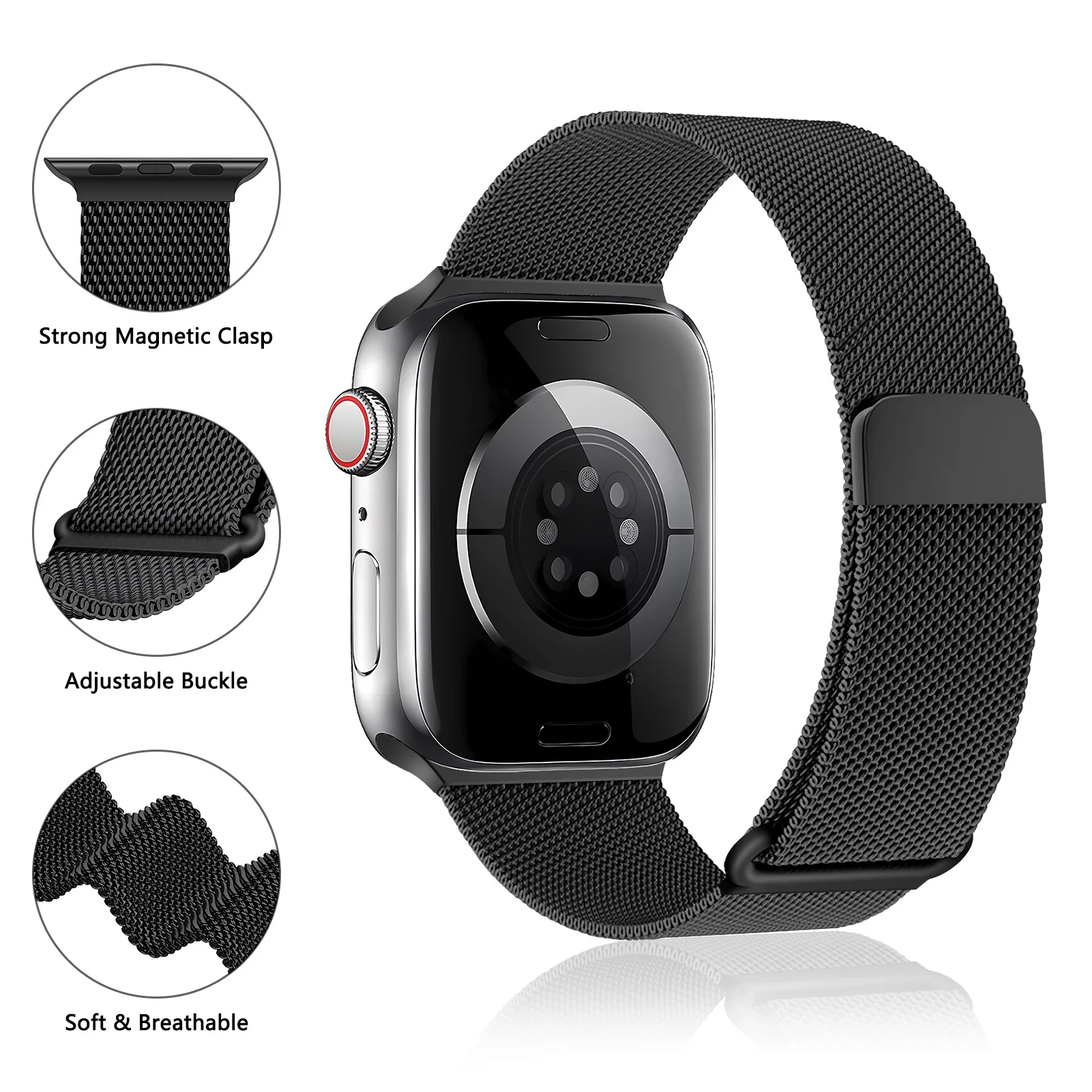 Magnetic Loop Strap For Apple Watch Band 45mm 44mm 40mm 41mm 42mm 38mm Correa Bracelet iWatch Series 3 4 5 6 SE 7 8 9 Ultra 49mm