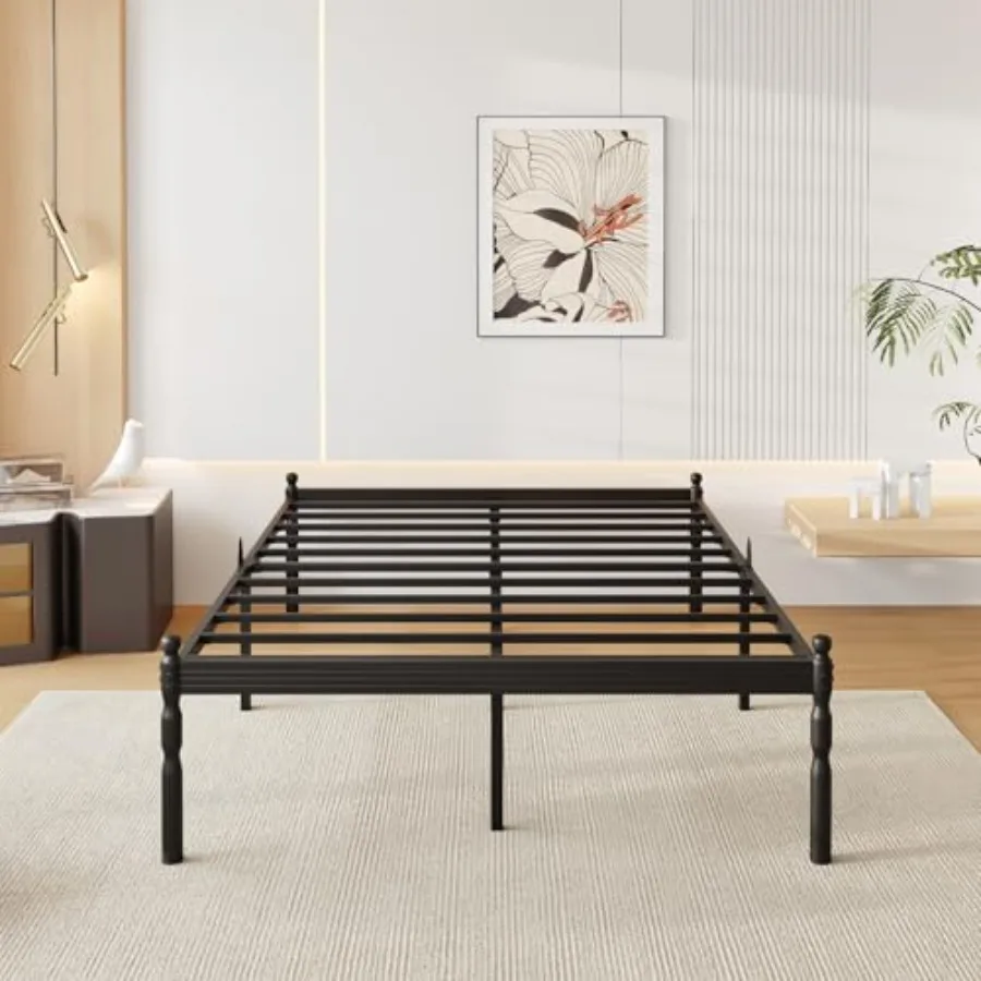 

Metal Bed Frame with Mattress Slide Stopper Size Platform Bed Frames No Box Spring Needed Heavy Duty Bedframe Easy Assembly Noi