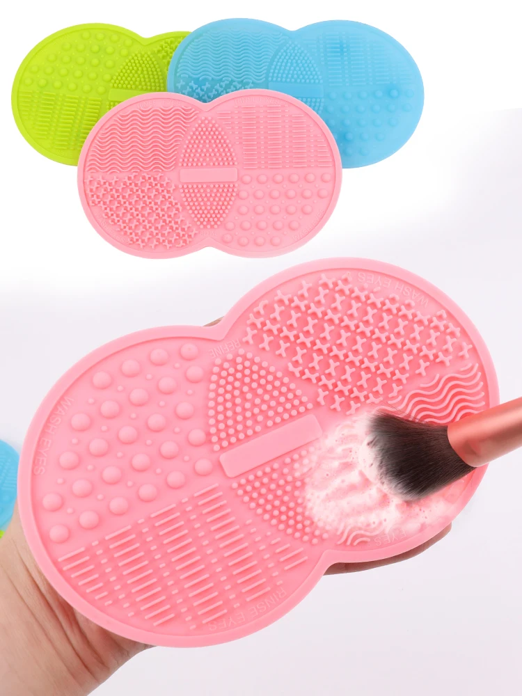 Makeup Brush Cleaning Mat Portable Cosmetic Foundation Eyebrow Brushes Gel Cleaning Pad Makeup Tools Silicone Scrub Board
