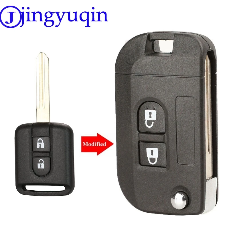 jingyuqin Modified 2B Folding Remote Car Key Shell Case Fob Cover For Nissan Qashqai primera Micra Navara Almera