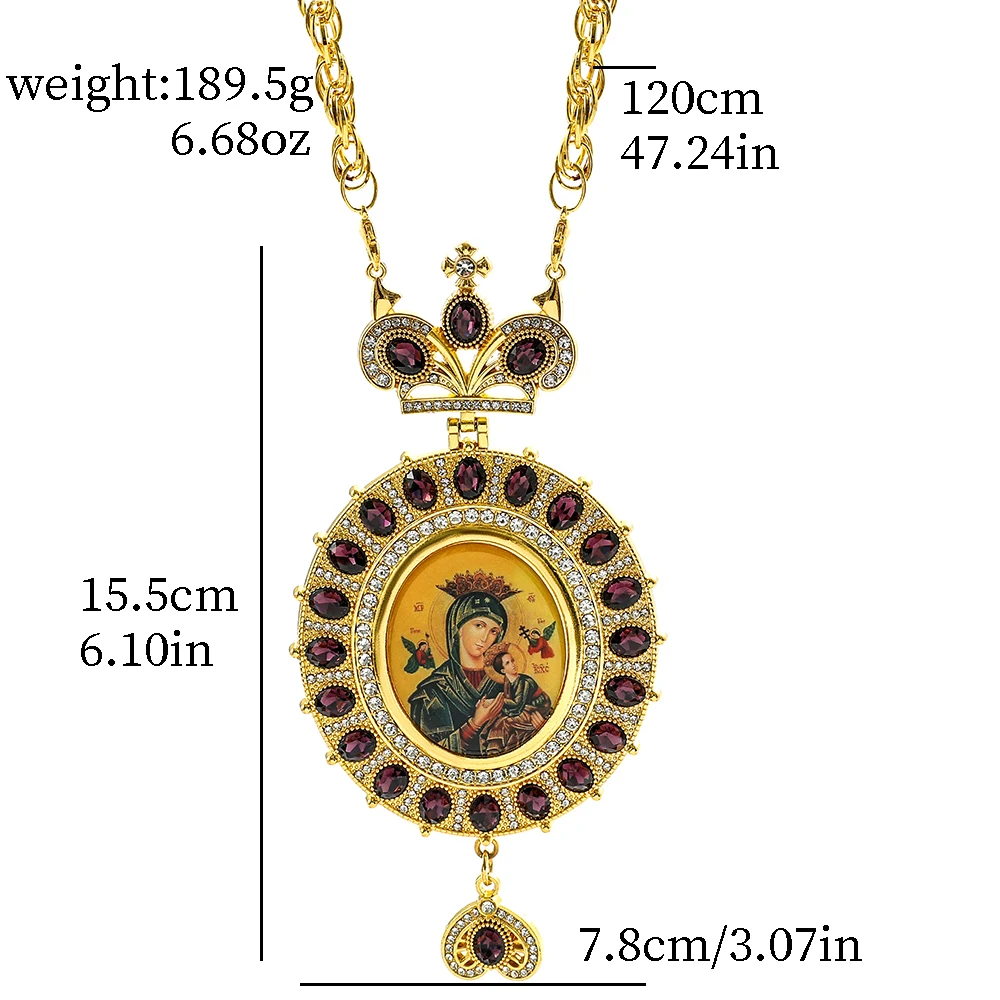 Gold Color Catholic Orthodox Pectoral Cross Necklace Crown Religious Icon Byzantine Catholic Crucifix Necklace Christmas Gifts