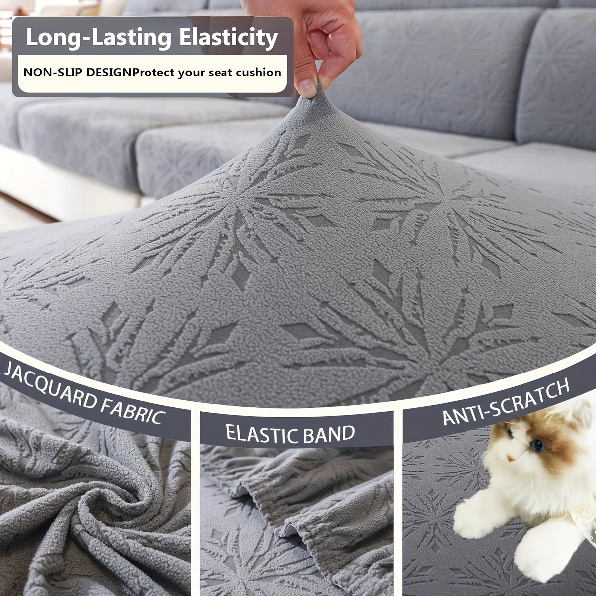 Newest Elastic Sofa Cover Set Non-Slip Stretch Couch Cover for L-Shaped/Sectional Sofa Solid Color Floral Pattern Sofa Protector