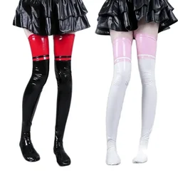Women Sexy Patent Leather Over Knee Stockings High Thighs Socks Anime Cosplay Cute Lolita Cat Paw Pad Sock Nun Thigh High Socks