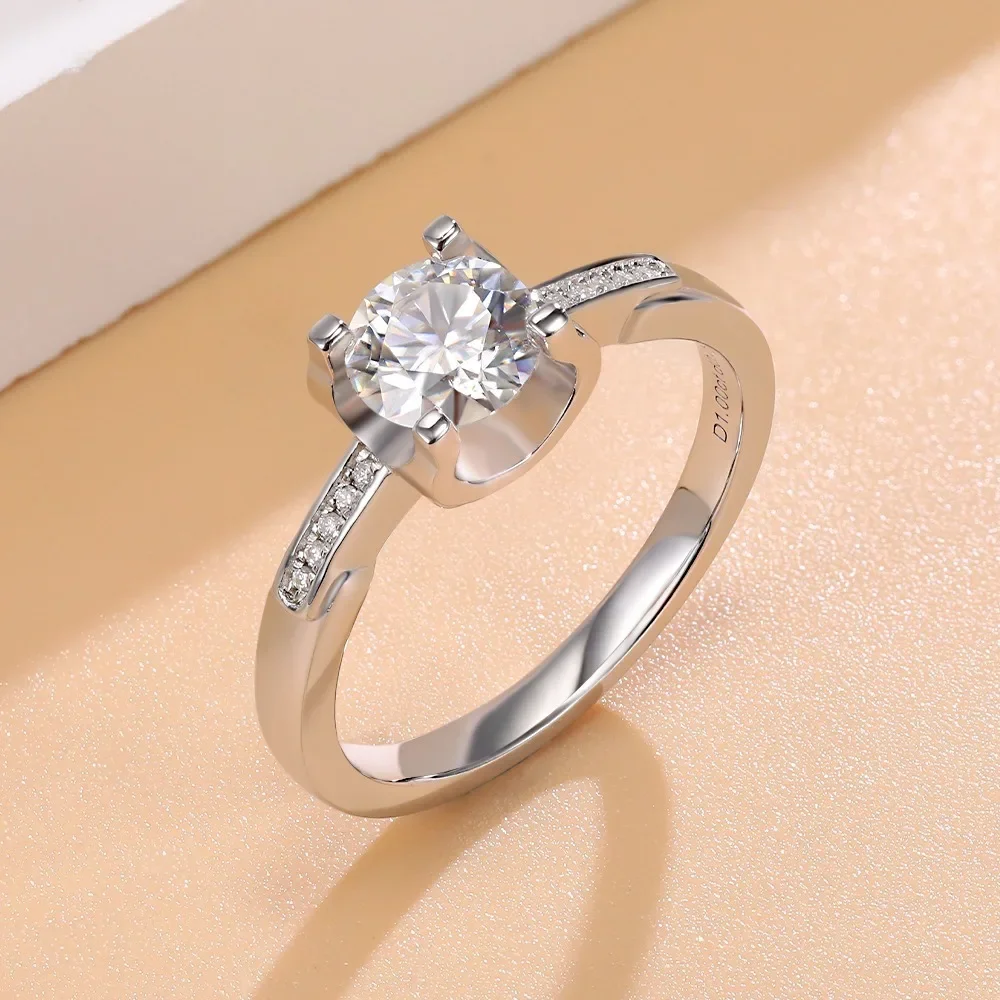 

M-JAJA 1ct Solitaire Moissanite Engagement Ring Women 925 Sterling Silver Diamond Wedding Bands Bridal Promise Ring Fine Jewelry