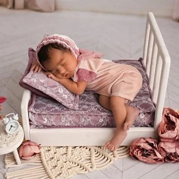 어린이 사진 소품 작은 침대 스튜디오 사진 100 일 신생아 다리없는 작은 나무 침대, 보름달 아기 사진