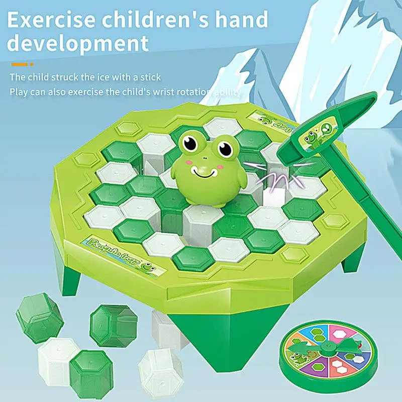 Mini Ice Breaking Board Game Funny Ice Pounding Frog Save Knock Ice Block Toys Parent Child Interactive Parties Gifts For Kids