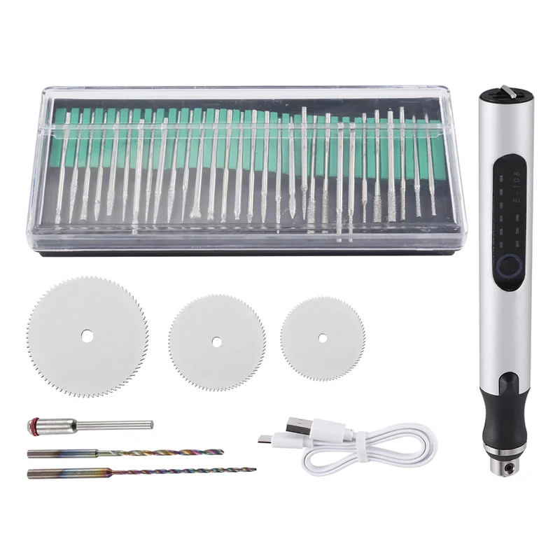 

-CLOS Electric Engraving Pen Kit Engraving Tool Kit USB Rechargeable Mini Electric Grinder