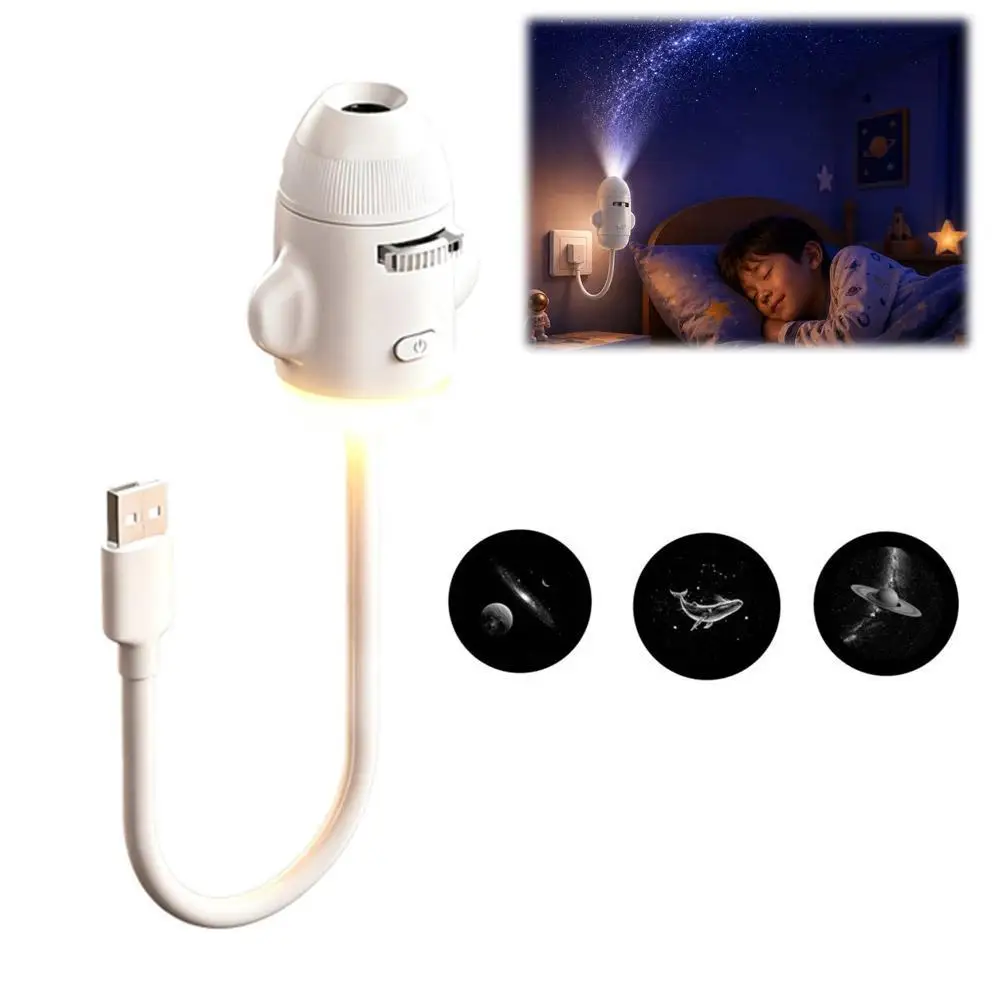 USB Powered Pattern Projection Night Light Car Projection Lamp White ABS Lamp For Large Range Projection