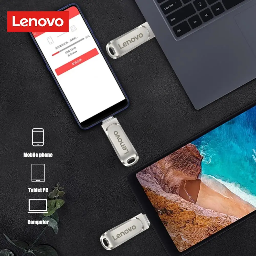 Lenovo 2TB Metall USB 3,0 Flash-Laufwerke 512GB Hoch geschwindigkeit TYPE-C Pen drive 256GB USB-Laufwerk 128GB USB Memoria Flash-Disk für Laptop