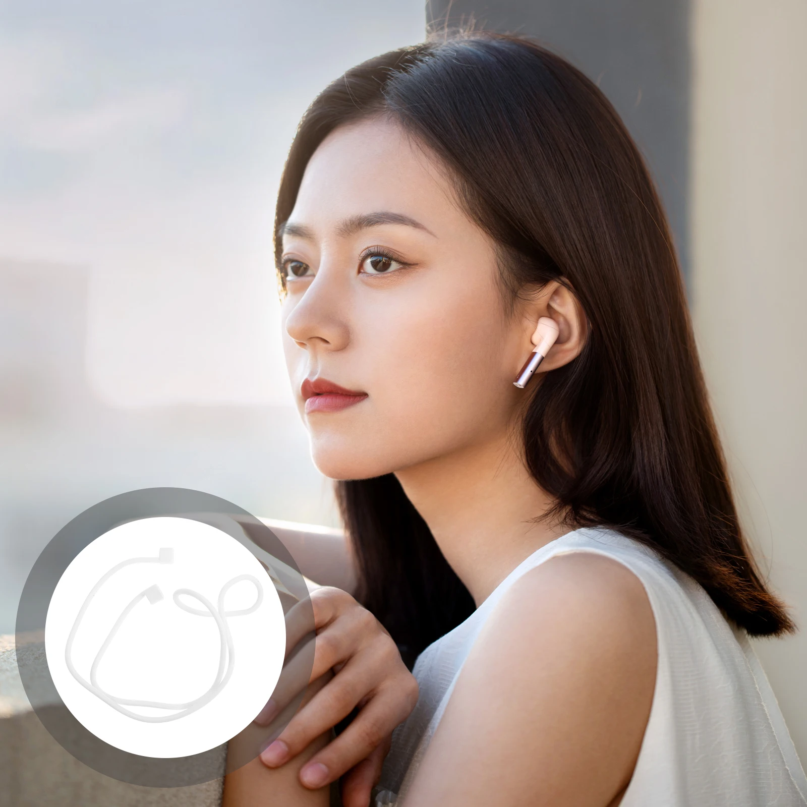 

Headphone Anti-lost Rope Earbud Strap Sports Earphone Hanging Neck Silica Gel Tips