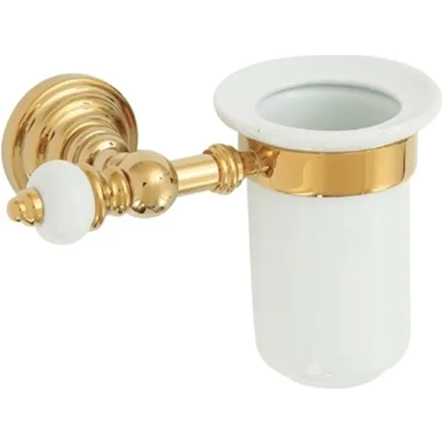 Eleanor Gold Mounted Brass-Porcelain Tooth Brush Holder 8406