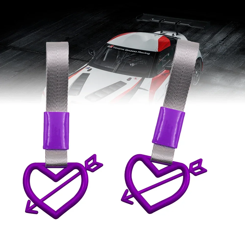 Universal JDM Cute Heart Sword Around Design Tsurikawa JDM Pull Handle Tow Hook Decoration for Drift Show Car Multicolor