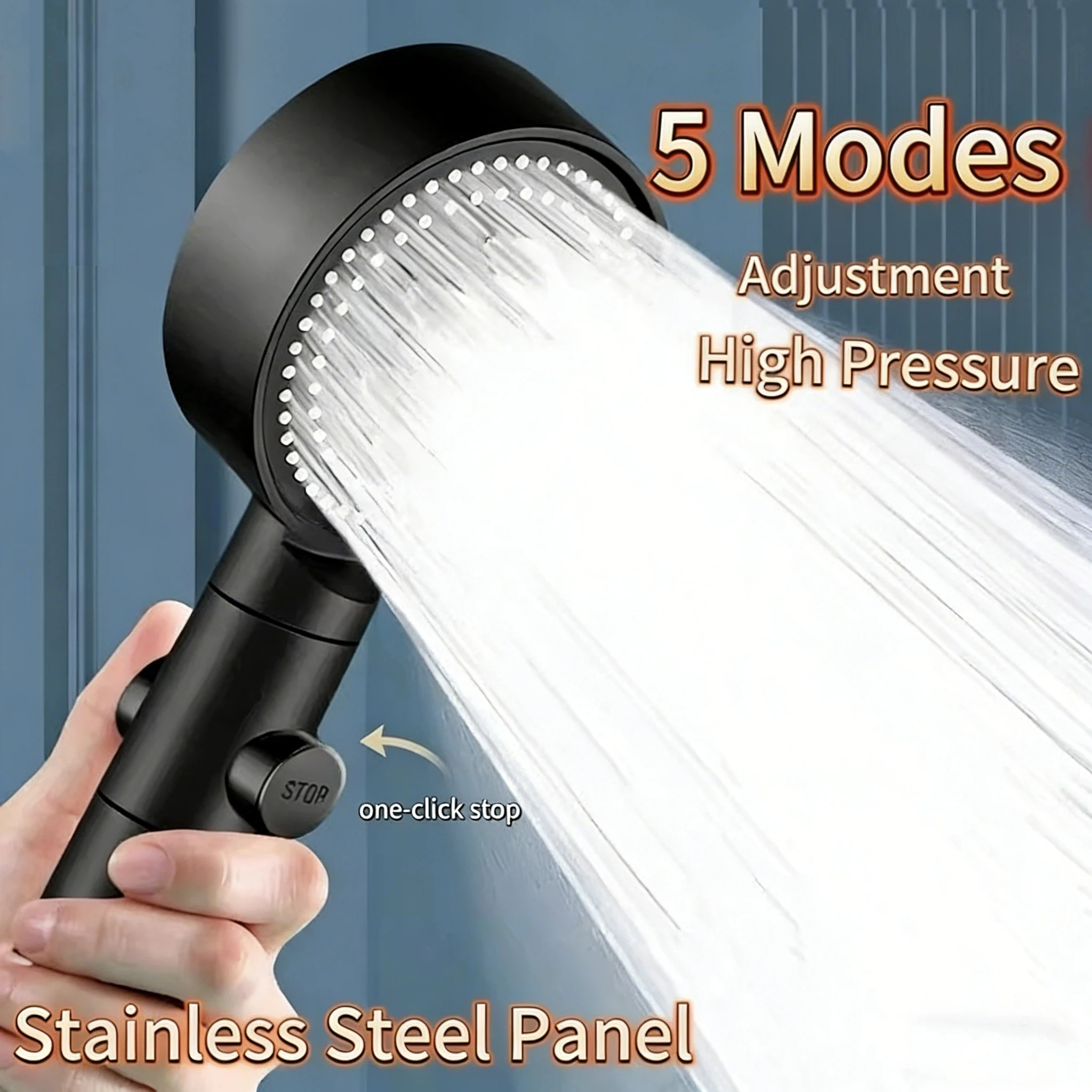 Shower Head 5 Modes Water Saving Adjustable High Pressure Showerhead Handheld Spray Hangable Bathroom Accessories Hot Selling