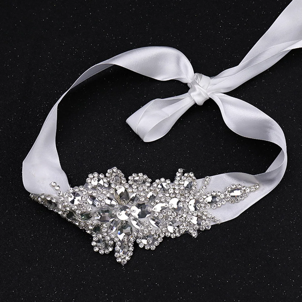 

Rhinestone Sequin Bride Waistband 115 Cm Elegant Wedding Belt for Woman European American Style Shiny Decorative
