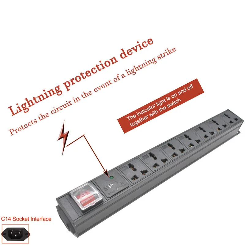 C14 port PDU power strip  1-10AC Unit Universal socket Network Cabinet Rack Switch wireless Electrical  with Surge protection