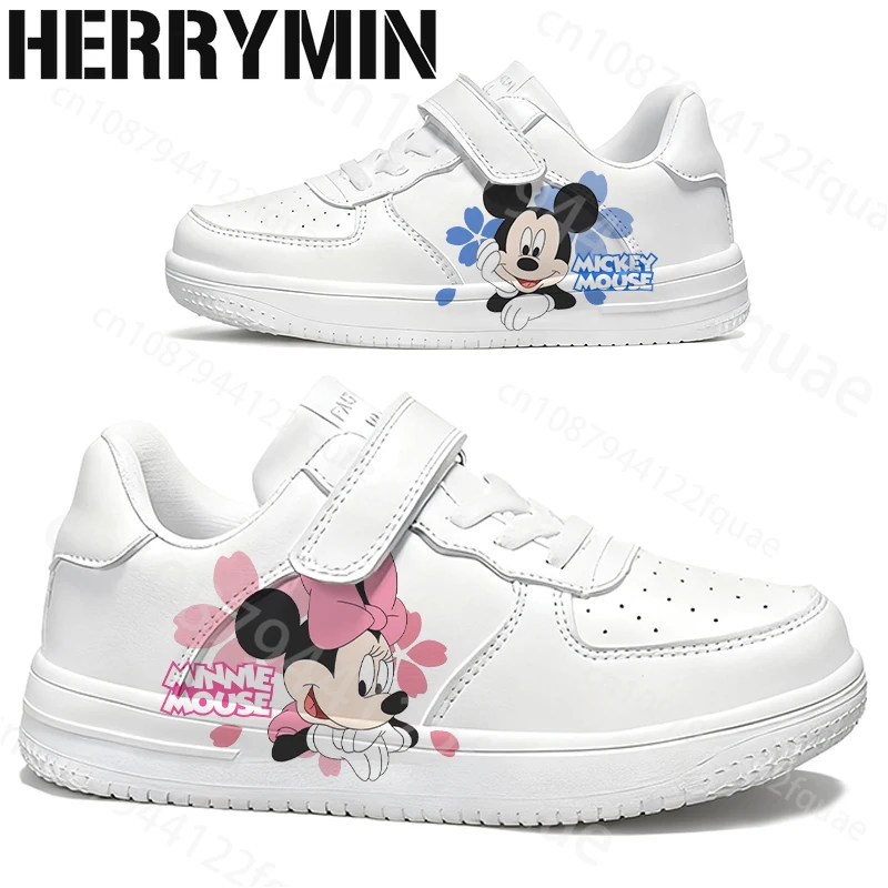 

2025 Mickey Minnie printing Children shoes boys girls PU leather parity breathable couple shoes man woman