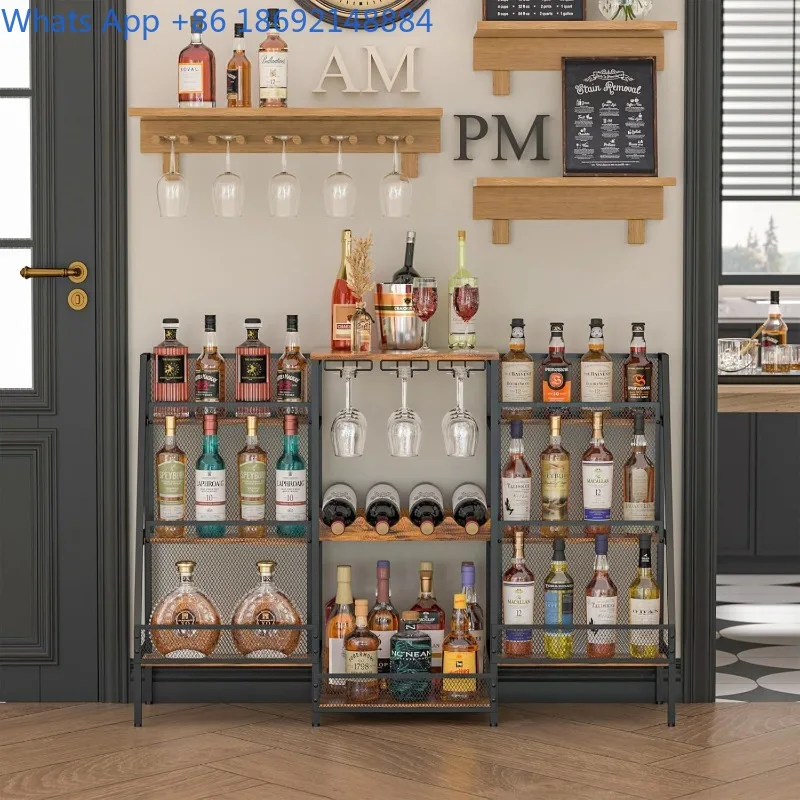 Double-Sided Floor Standing Trapezoidal Wine Rack Wine Display Rack Red Wine Cocktail Storage Rack Bar Home Storage