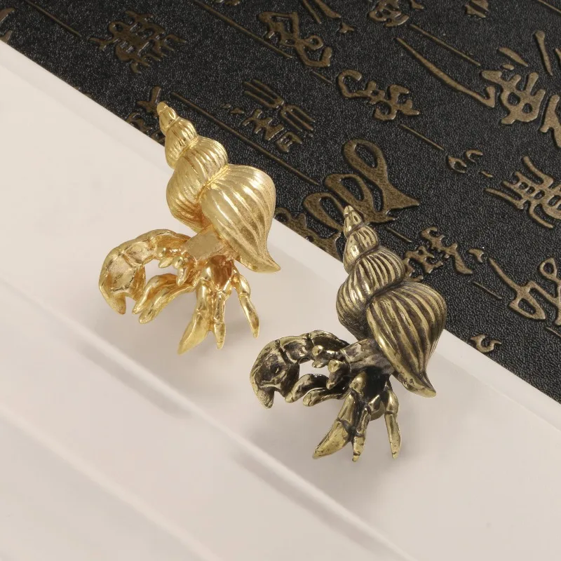 Hardware Furniture Brass Knob Vintage Ocean Style Hermit Crab Handles Cabinet Pulls Door Metal Handle Pull Decorative Drawer DIY