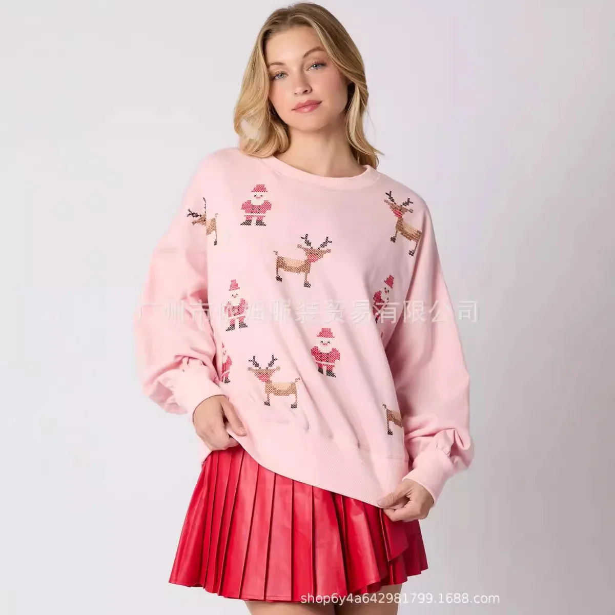 

Женский рождественский свитшот с блестками, милые праздничные футболки с рисунком, универсальный пуловер с блестками и круглым вырезом, длинными рукавами, топ