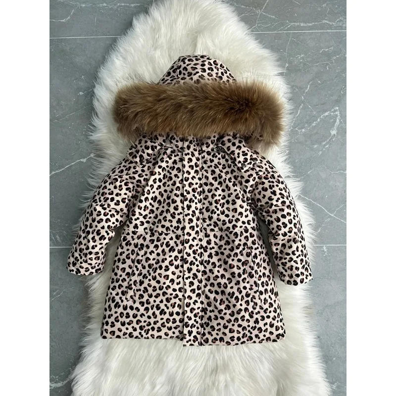 Children's Coat 2026 Winter New Printed Fleece Warm Boys and Girls Down Jacket Large Wool Collar Windproof and Waterproof Coat