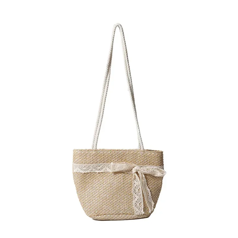 Niche women bag shoulder bags, large-capacity messenger buckets, straw bag