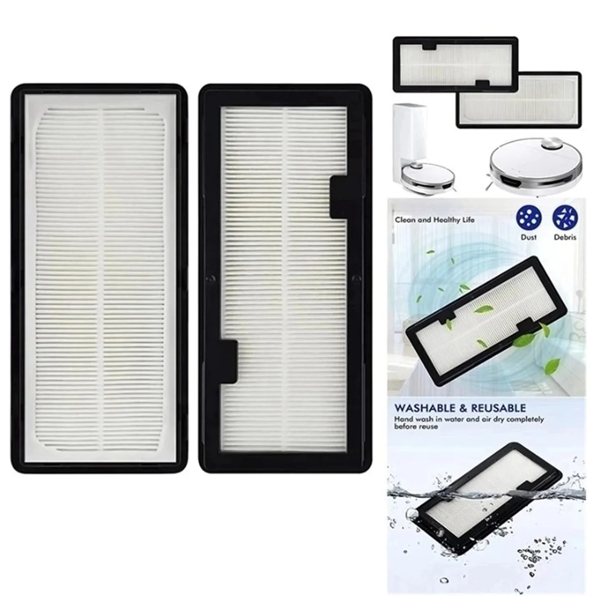 อะไหล่แผ่นกรอง HEPA สำหรับ Samsung Jet Bot Ai + และ Jet Bot + เครื่องดูดฝุ่นเหมาะสำหรับ VR30T85513W/AA หุ่นยนต์ล้างทำความสะอาดได้