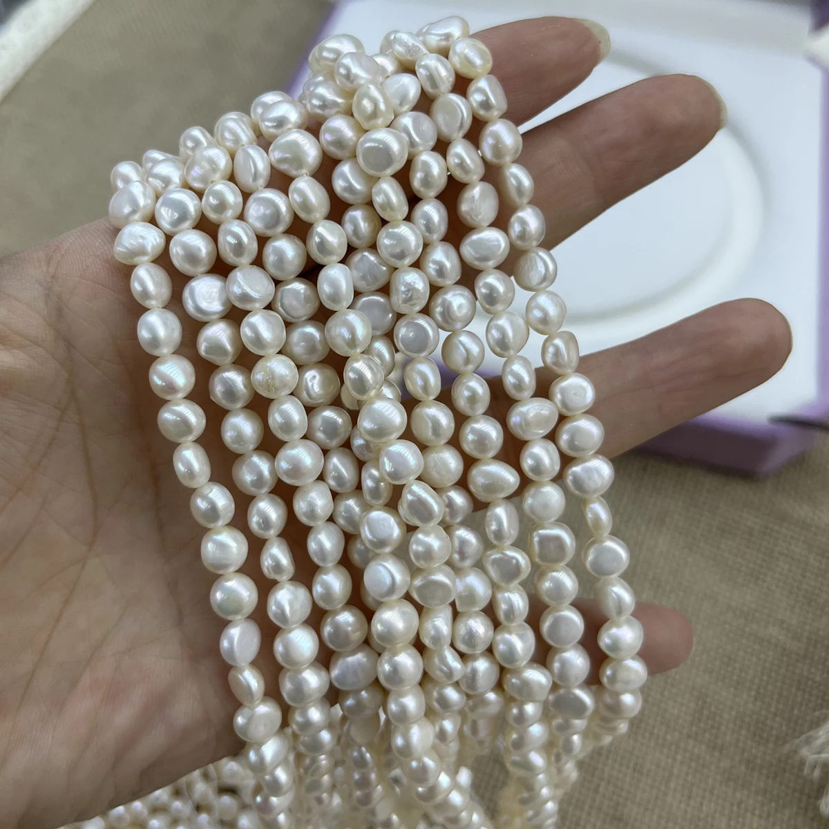 Natural Freshwater Pearl Beads String 6-7mm White Nugget Pearl Beads for Jewelry Making DIY Necklace Bracelet Accessories Strand