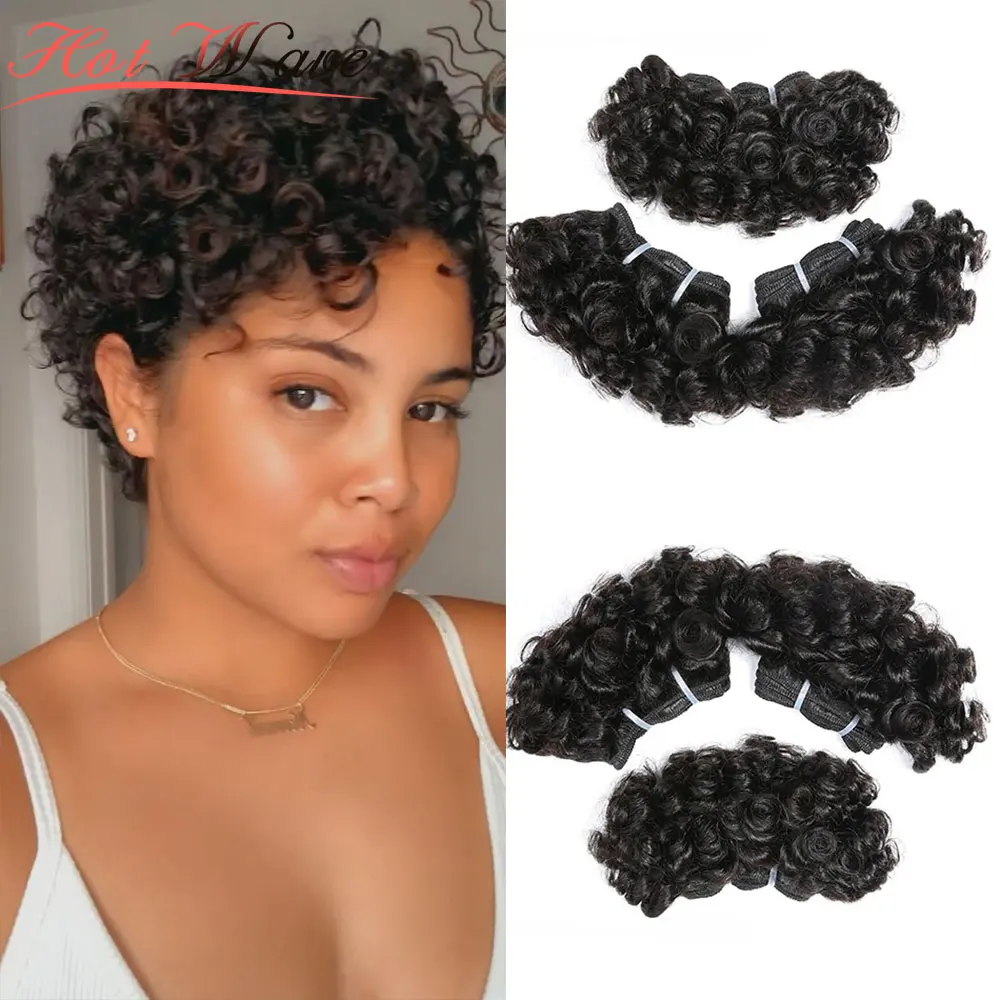 Peruvian Bouncy Curly Hair Bundles Bouncy Curly Hair Extensions 100% Human Hair Bundles Short Curly 6inch for Women