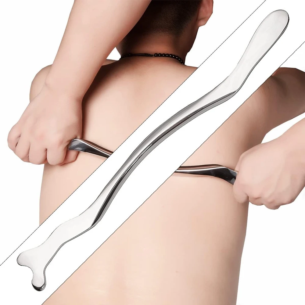 Stainless Steel Gua Sha Long Bar, Metal Guasha Scraping Tool, Muscle Scraper Stick for Deep Tissue/Fascia/Face/Scar,Body Shaping