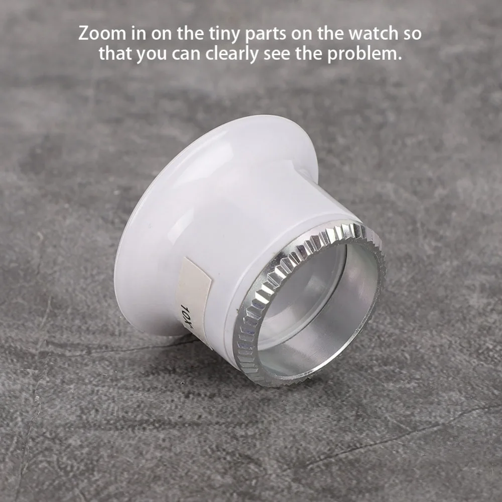 10X Magnification Clip on Watch Magnifying Glasses Smooth Surface Rounded Edges Watch Repair Magnifier White Jewelry Tool