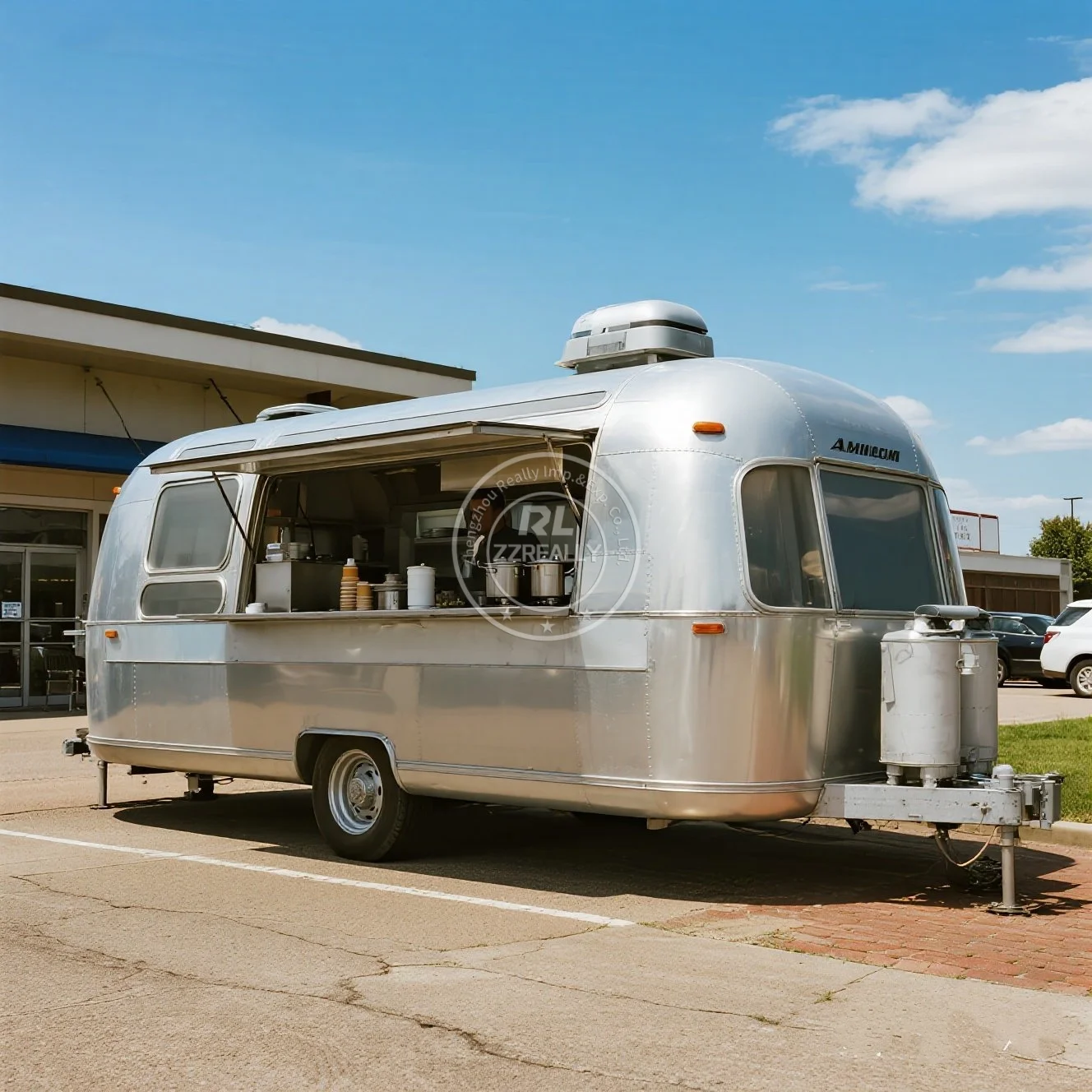 

Custom Mobile Ice Cream Cart Fast Food Cart Fully Equipped Mobile Restaurant Air Stream Food Truck Trailer With Full Kitchen