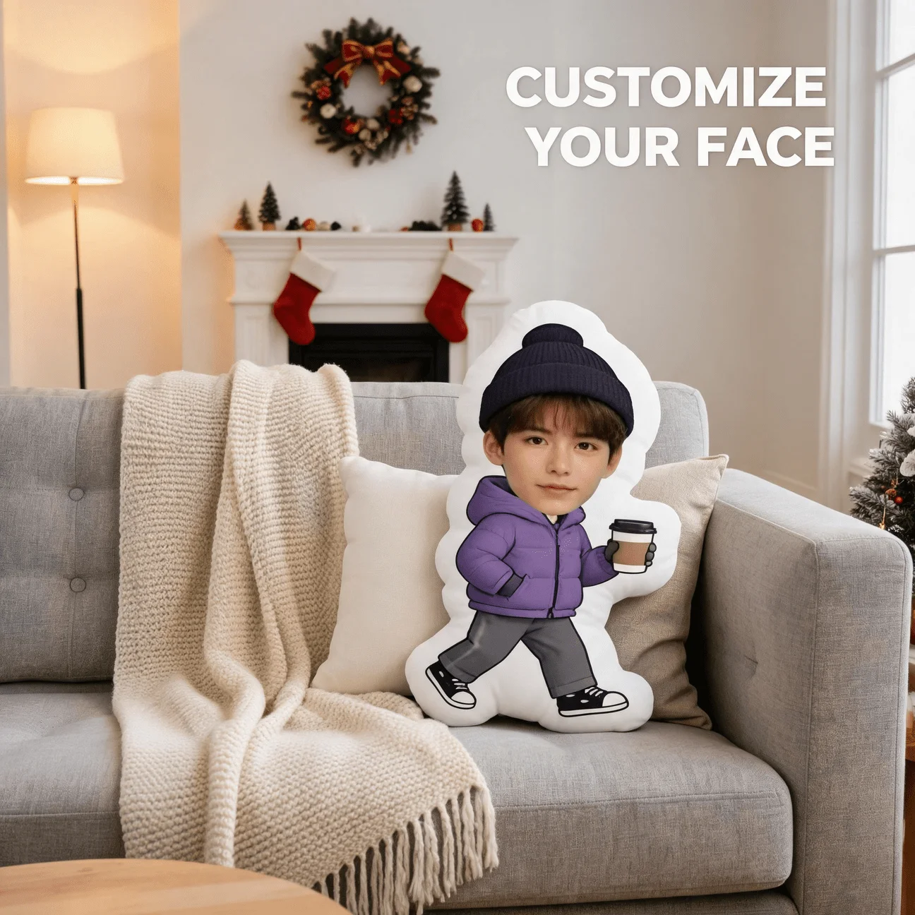 Personalized Photo Face Pillow with Custom Photo/Text/ - Cushion Suitable for Sofa & Bed, Hand Washable Hair Fabric, Unique Gift