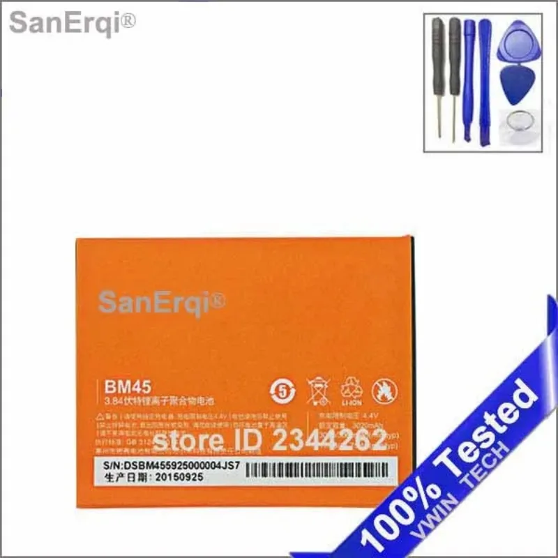 

BM 45 BM45 Battery For Xiaomi Hongmi Redmi Note2 Note 2 Li-Polymer Mobile Phone Batterie Battery