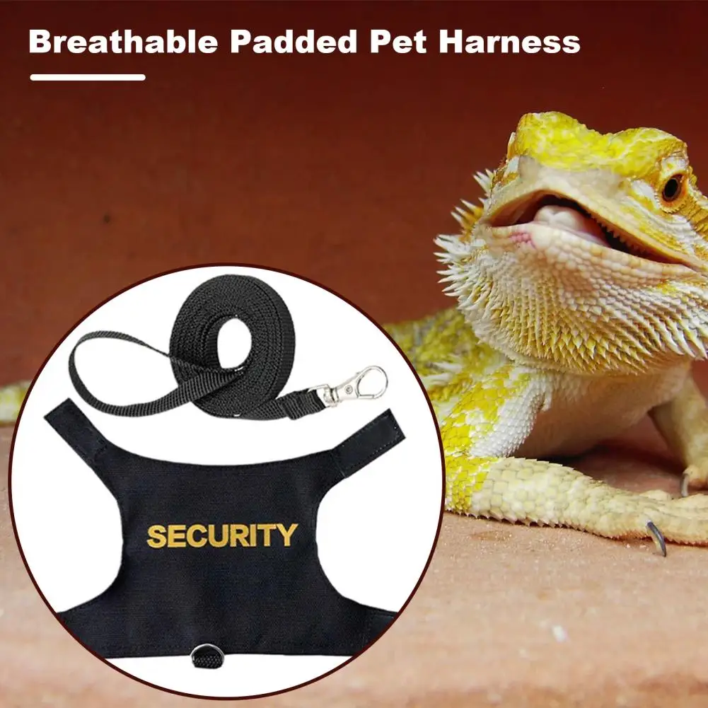 Lizard Leash with Padded Design Adjustable Leash Harness with Soft Padding Security Print Vest for Bearded for Easy for Small