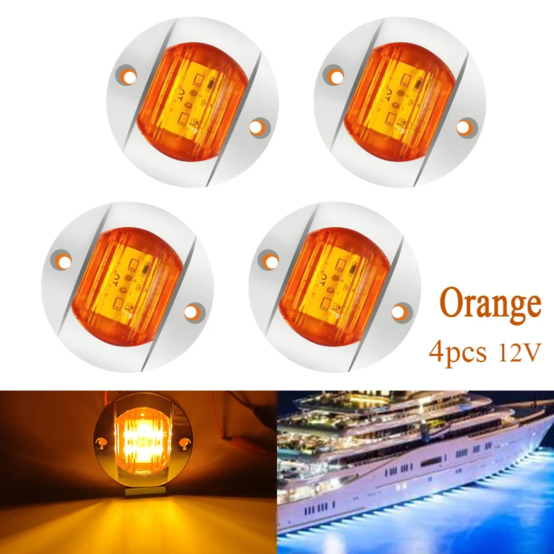 4 Pcs Boat Ligh DC 12V Marine Boat Transom LED Stern Light Turn Signal Lighting Tail Lamp Yacht Accessory