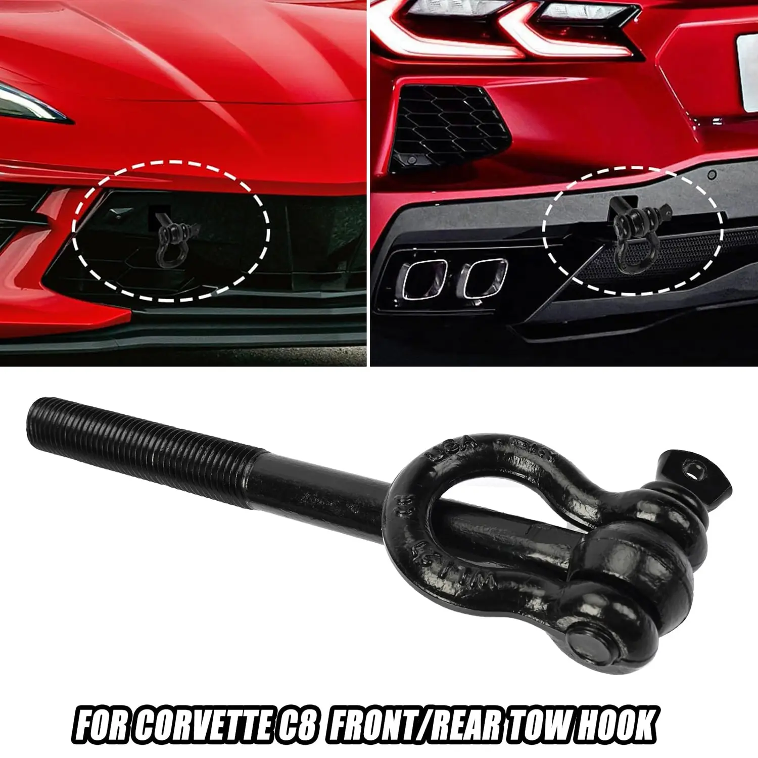 

15234068 Автомобильный фаркоп, передний и задний, средний двигатель, черный, красный, Replcmt для Corvette C8 2020 2021 2022 2023 2024